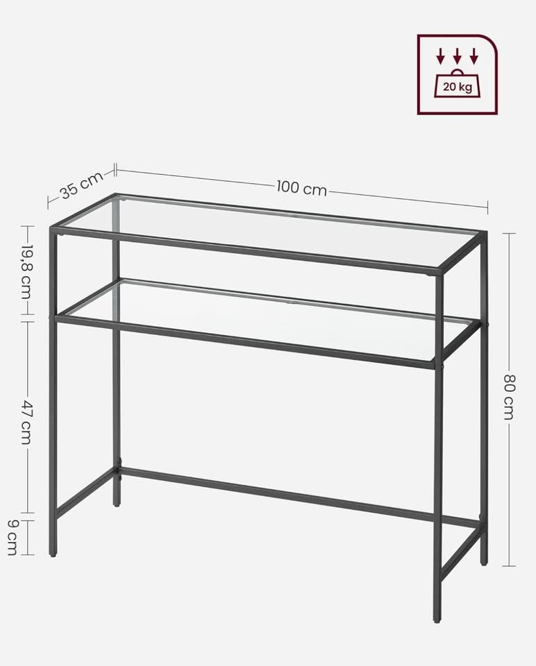 🖤 VASAGLE 39.4” Glass Console Table — Brand New in Box - photo 2