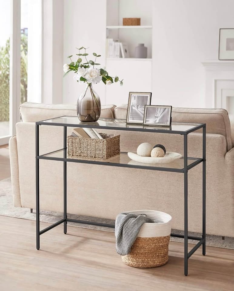 🖤 VASAGLE 39.4” Glass Console Table — Brand New in Box - photo 3
