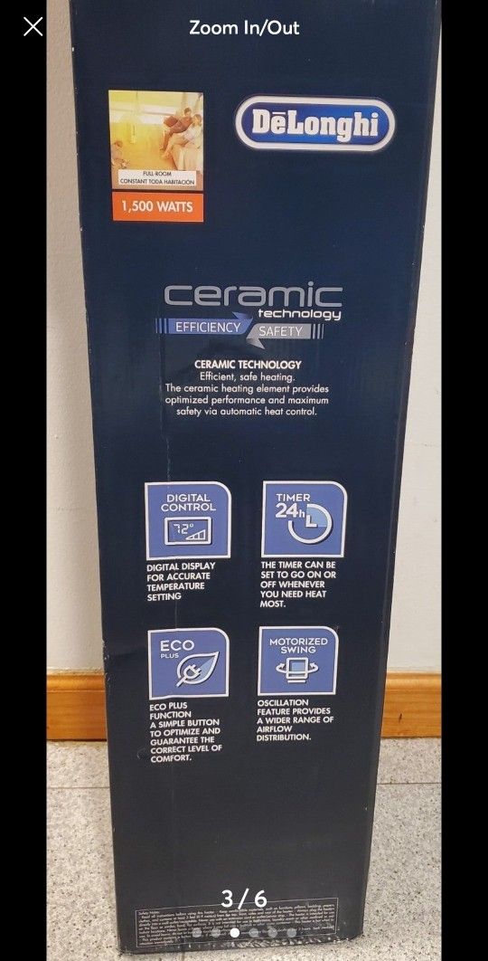 DeLonghi Tower Ceramic Heater - NEW - photo 5