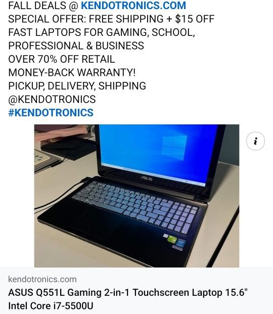 ASUS Gaming 2-in-1 Laptop i7, 16GB RAM, 256GB SSD - photo 2
