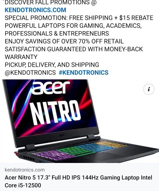 Acer Nitro 5 Gaming Laptop i5 RTX 3050 - photo 2