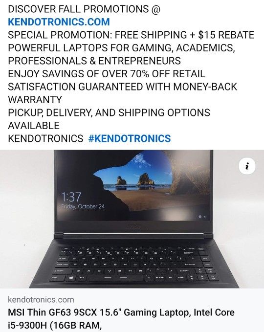 MSI Thin GF63 Gaming Laptop i5 GTX 1650