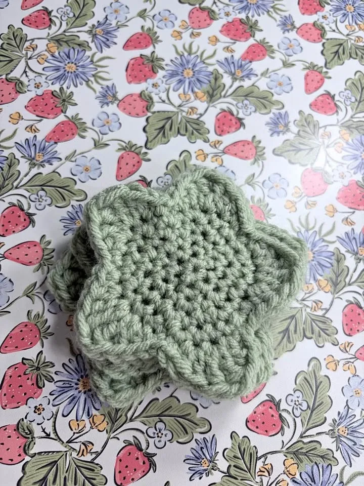sage green crochet star coasters (set of 4!)