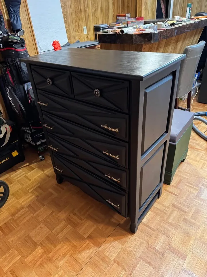 Modern Black Geometric 6-Drawer Dresser – Newly Refinished image indicator(3)