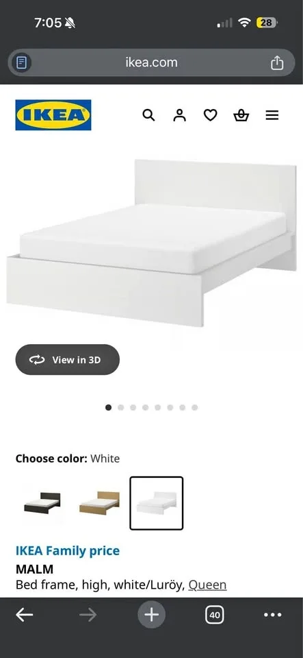 Queen Size IKEA MALM Bed Frame – White