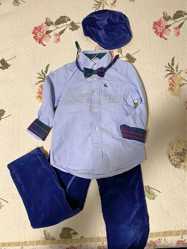 Gymboree Boys blue velvet set size 6