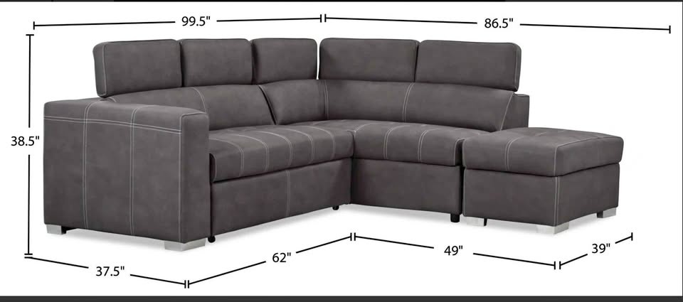 Drake Sleeper Sectional with Storage Ottoman - Grey