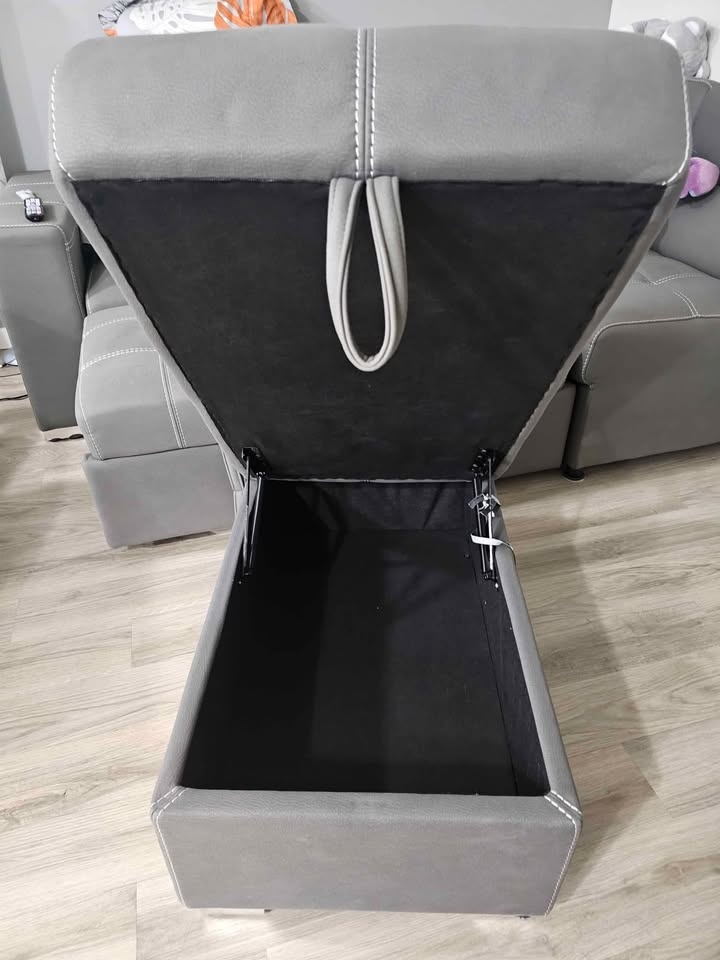 Drake Sleeper Sectional with Storage Ottoman - Grey - photo 2