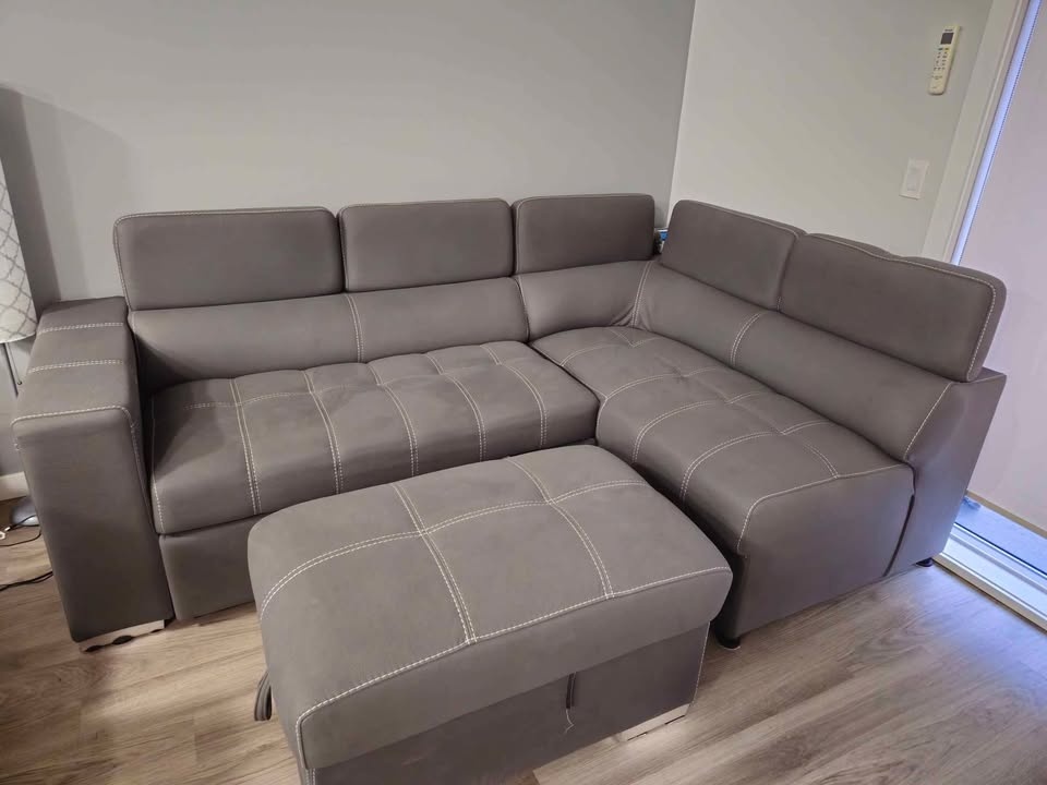 Drake Sleeper Sectional with Storage Ottoman - Grey - photo 3