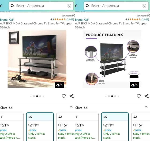 ➡️ AVF SDC1140-A Glass, Chrome TVStand 55-Inch image indicator(3)