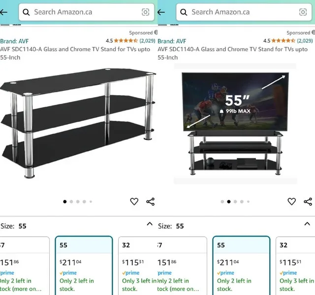 ➡️ AVF SDC1140-A Glass, Chrome TVStand 55-Inch image indicator(6)