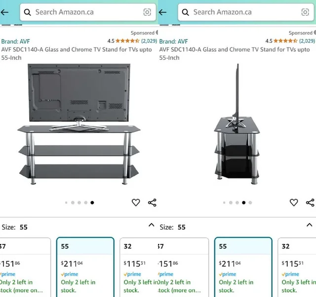 ➡️ AVF SDC1140-A Glass, Chrome TVStand 55-Inch image indicator(7)