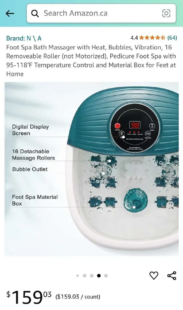 ➡️ MaxKare Foot Spa Bath Massager w. Heat Bubbles Vibration image indicator(9)