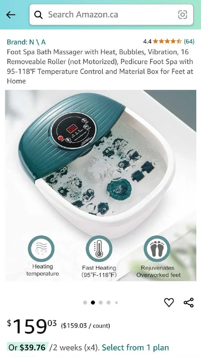 ➡️ MaxKare Foot Spa Bath Massager w. Heat Bubbles Vibration image indicator(10)