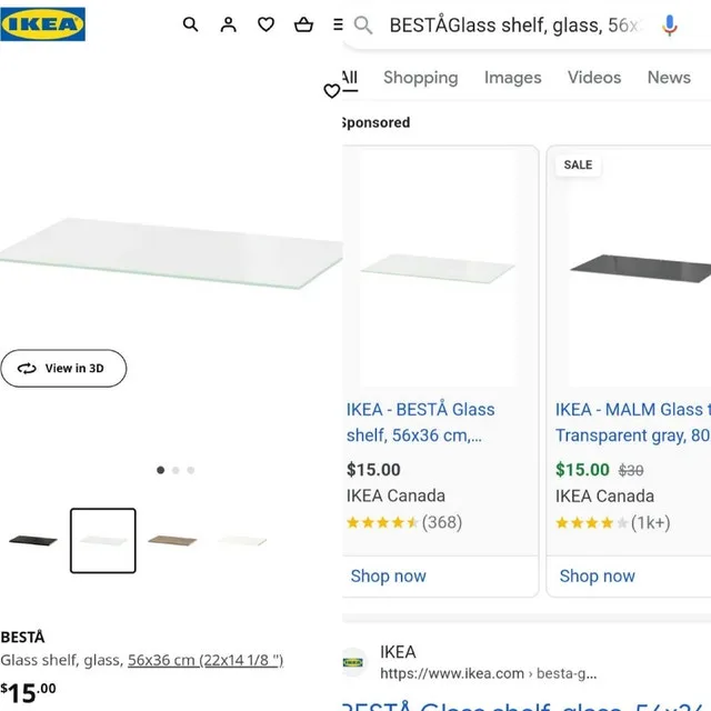 ➡️ 5Pcs IKEA BESTÅ Glass shelf Glass 56x36 cm (22x14 1/8") image indicator(5)