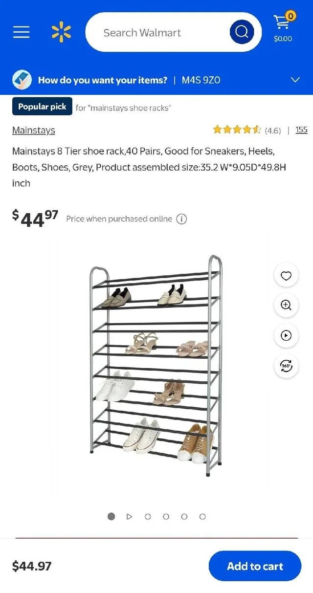 ➡️ Mainstays 8 Tier shoe rack 40 Pairs capacity image indicator(10)