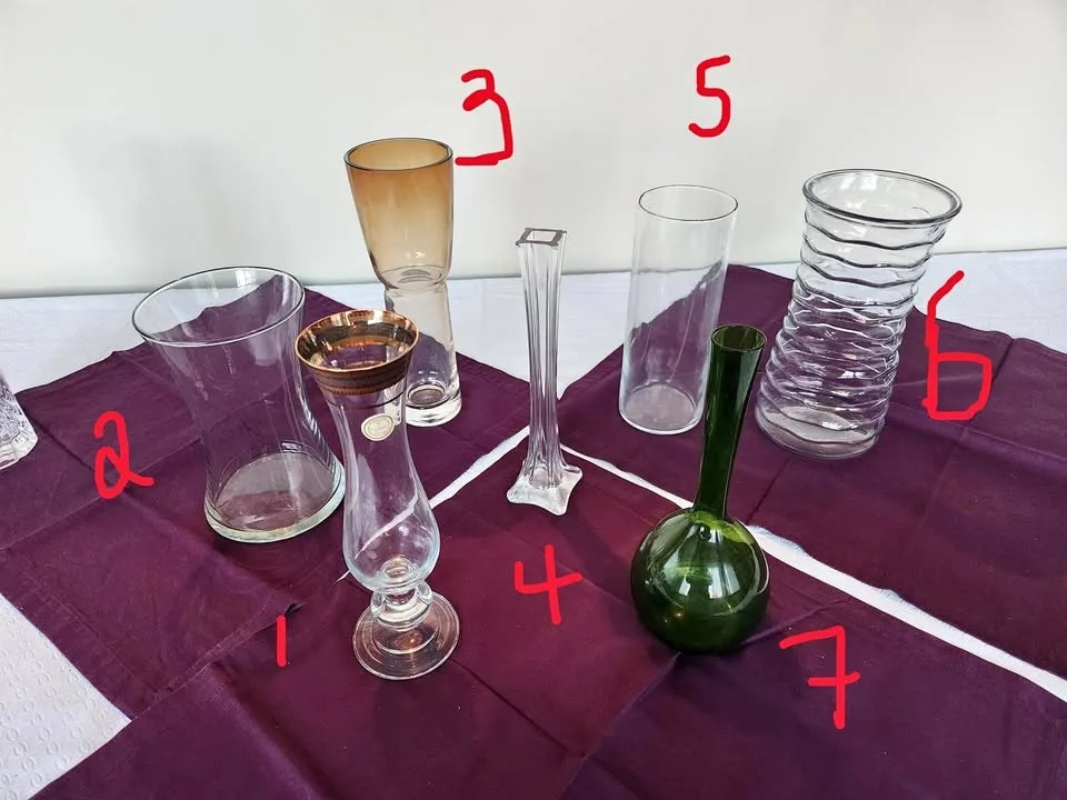 Crystal and other vases; some never used