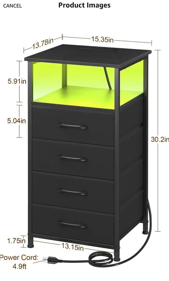 Night Stand Set 2, LED Nightstand with Charging Station... image indicator(2)