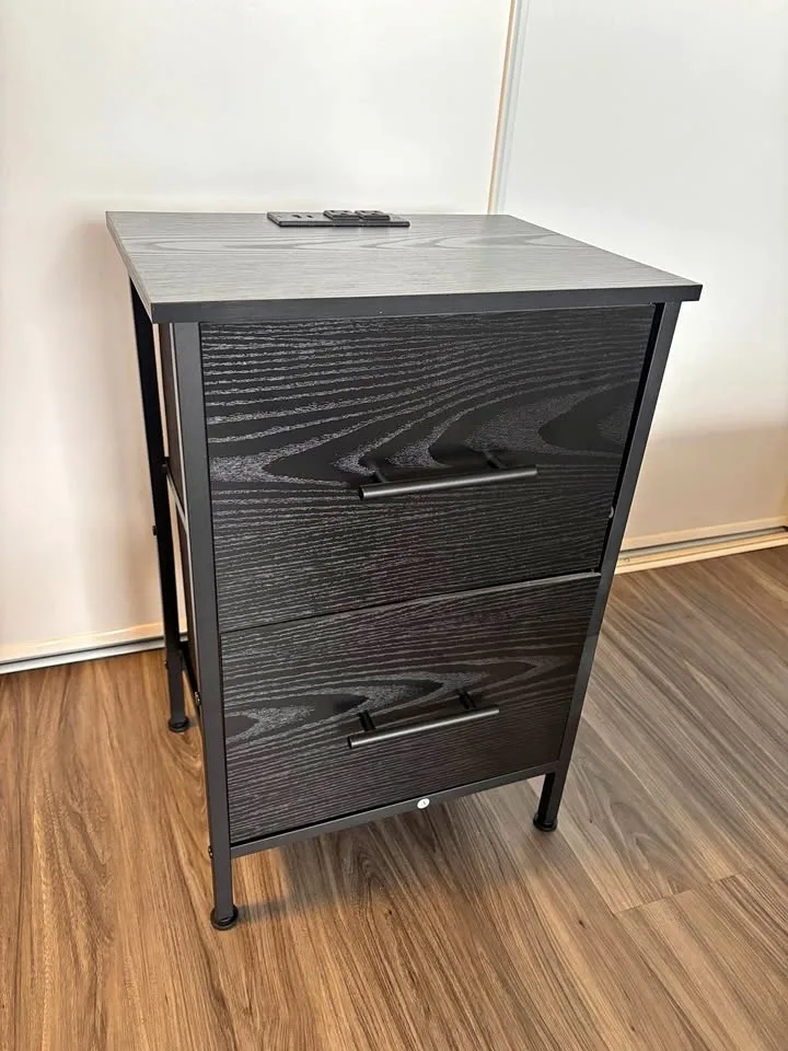 Night Stand with 5V/3A Fast Charging Station, Side Table