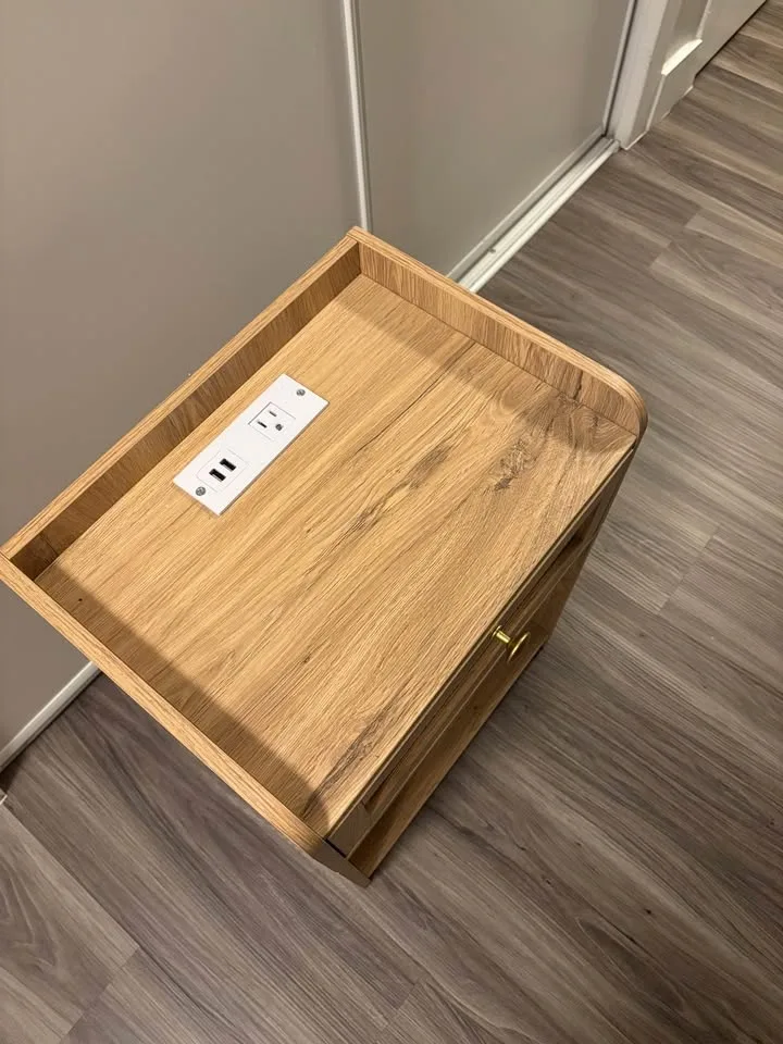 Nightstand with Charging Station, Boho End Table... image indicator(2)