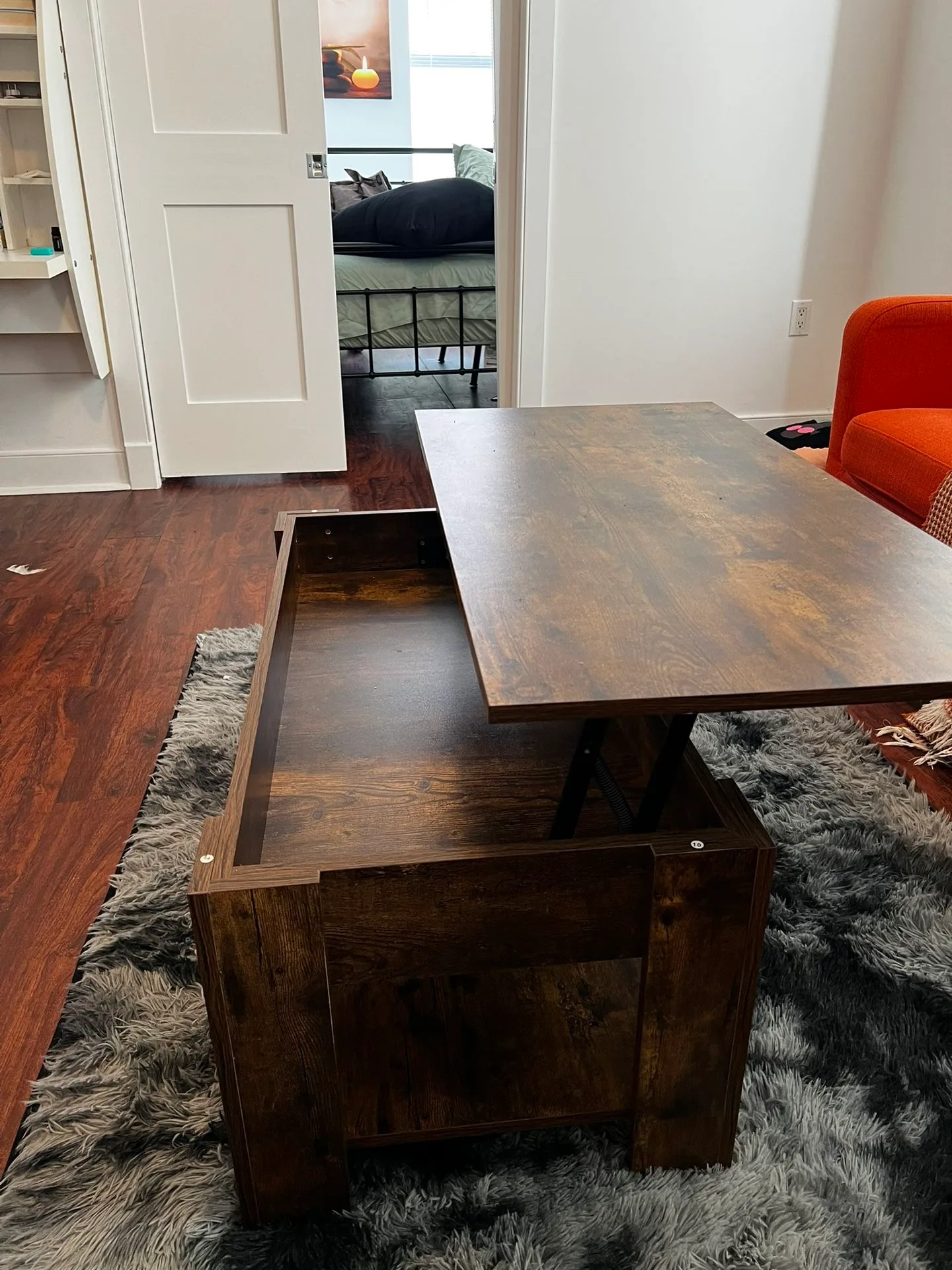 Lift Top Coffee Table with Hidden Compartment, Brown
