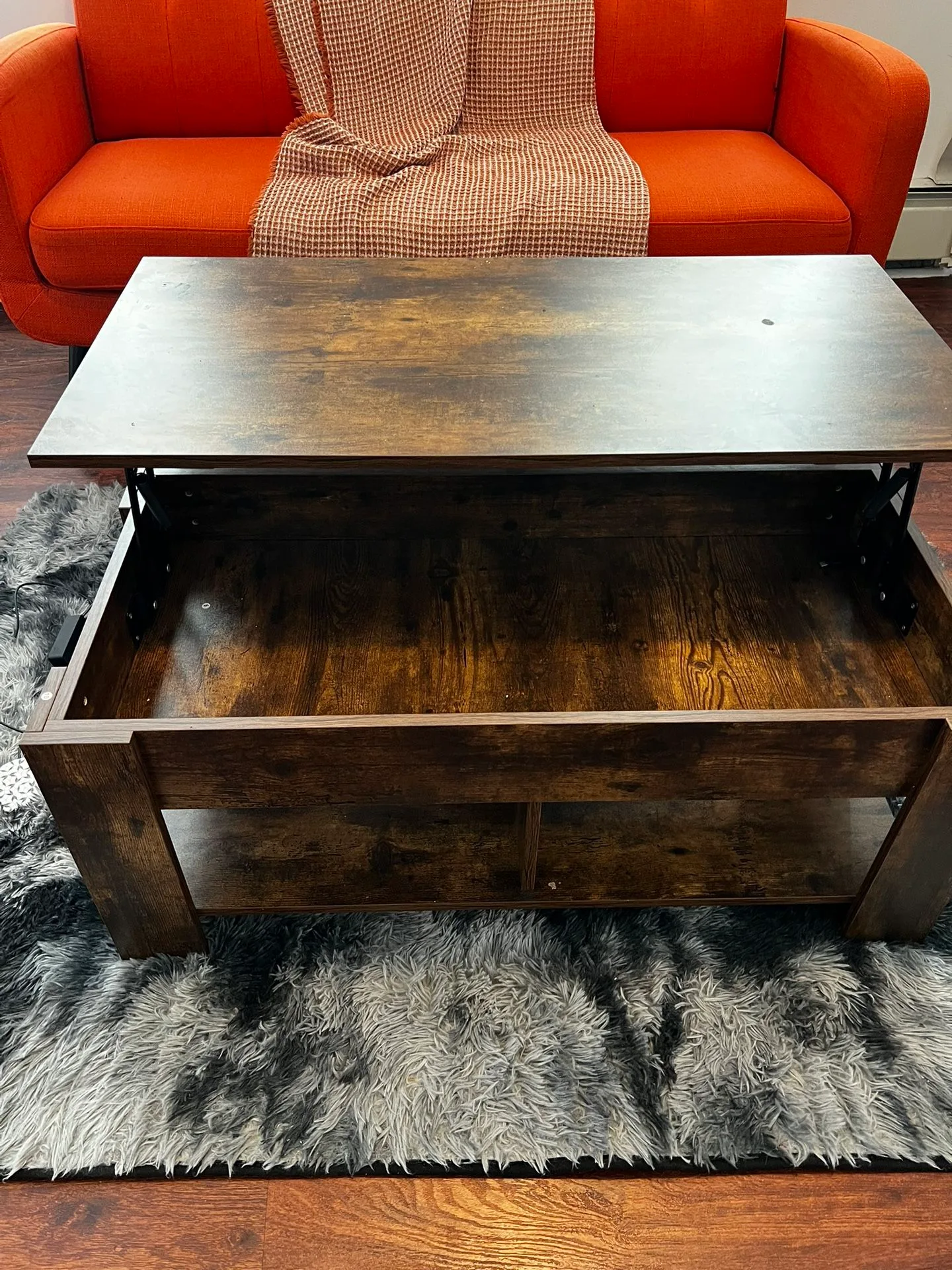 Lift Top Coffee Table with Hidden Compartment, Brown image indicator(2)