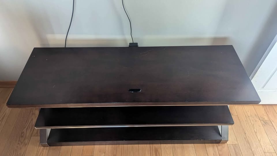 Solid wood and metal Tv Stand with media panel - photo 2