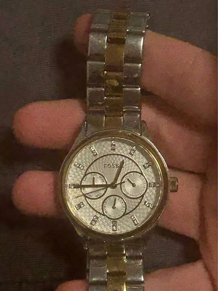 fossil bq1564 two tone unisex 18mm watch