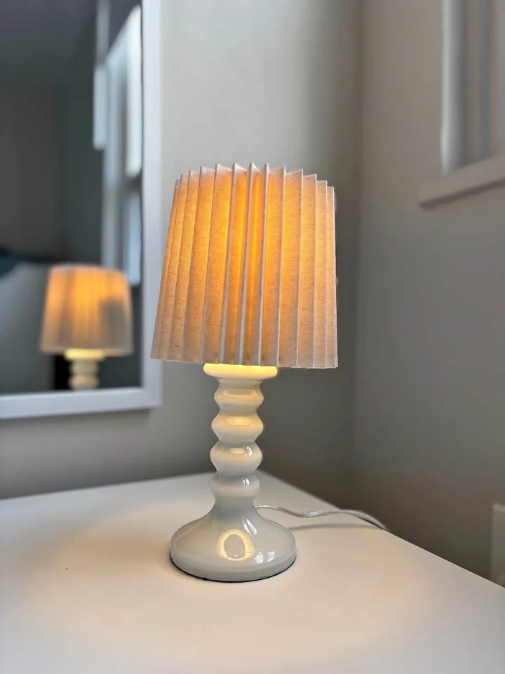 Set of 2 Table Lamp with Pleated Shade White