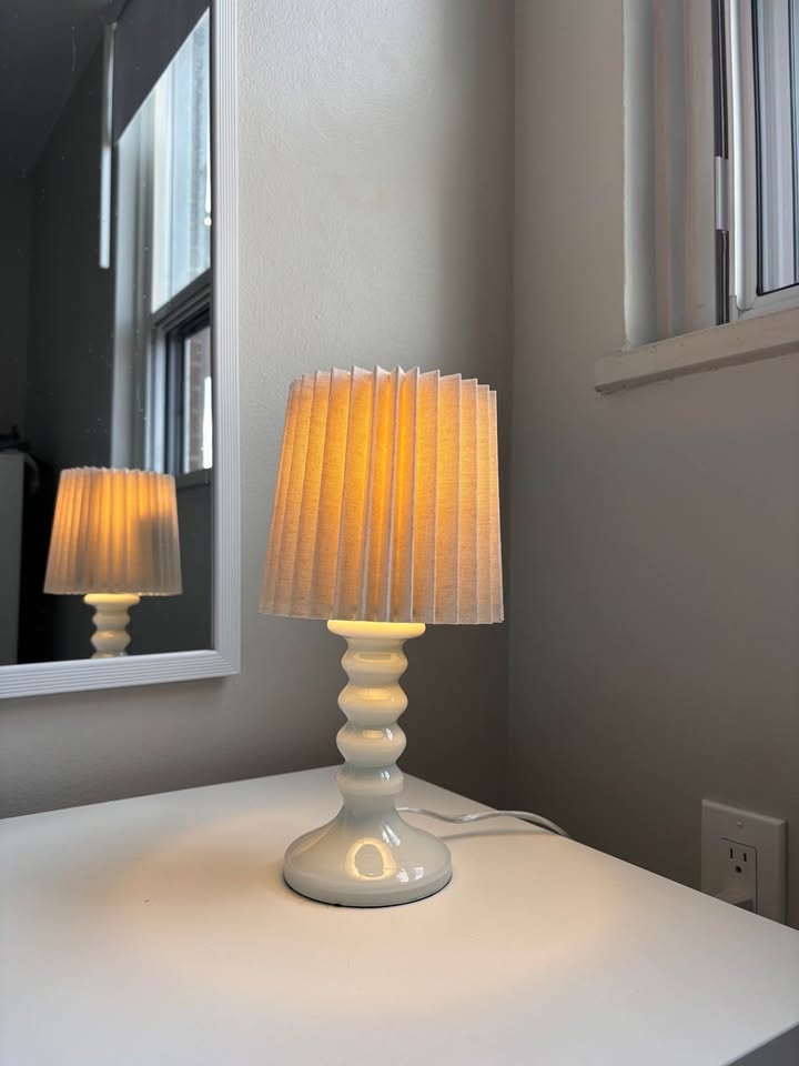 Set of 2 Table Lamp with Pleated Shade White - photo 2