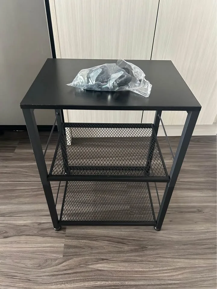 3 Tier Side Table with Wheels Black Rolling End Table image indicator(4)