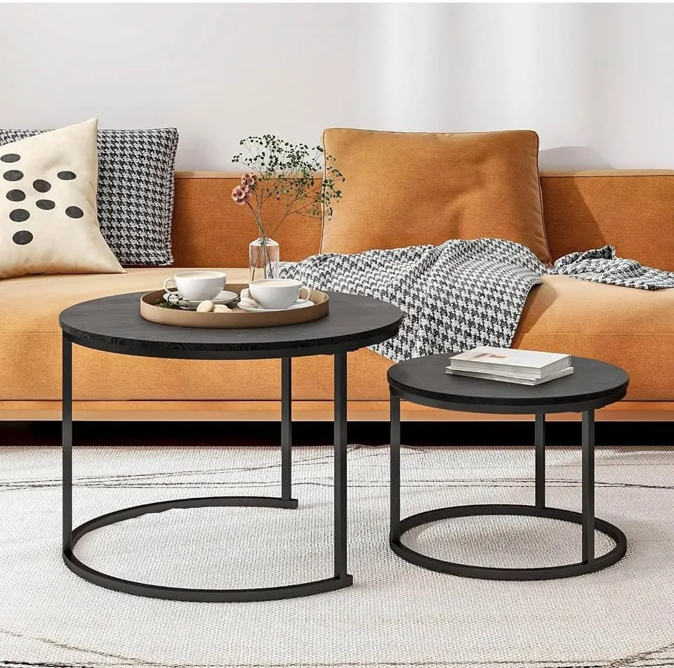 HOJINLINERO Round Coffee Table Set of 2