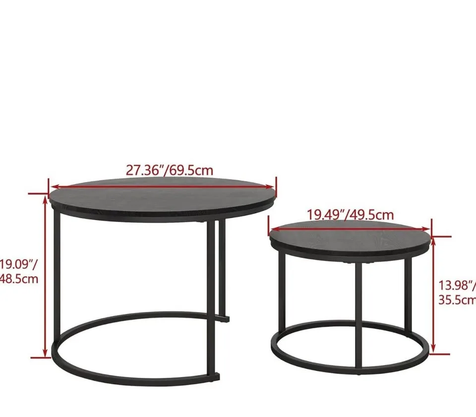 HOJINLINERO Round Coffee Table Set of 2 image indicator(2)