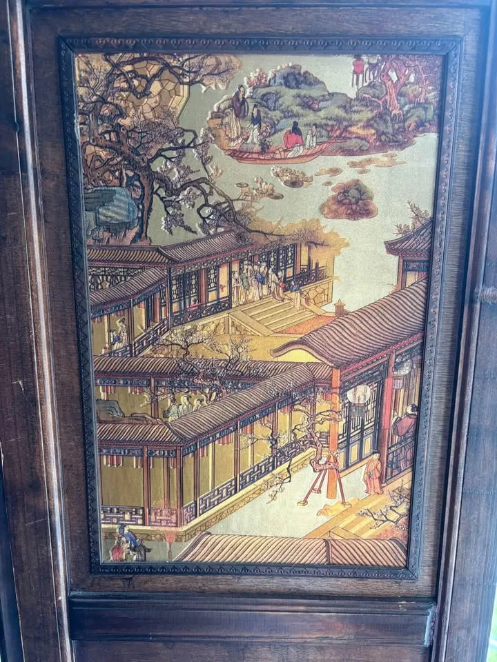 Antique Authentic Japanese Hand-carved Screen image indicator(2)