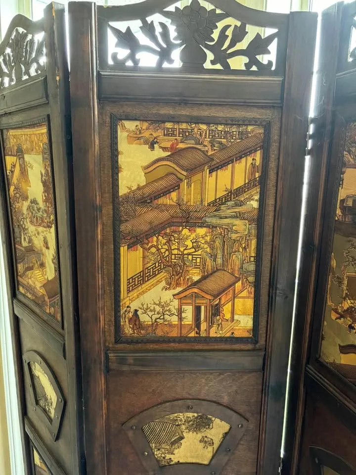 Antique Authentic Japanese Hand-carved Screen image indicator(3)