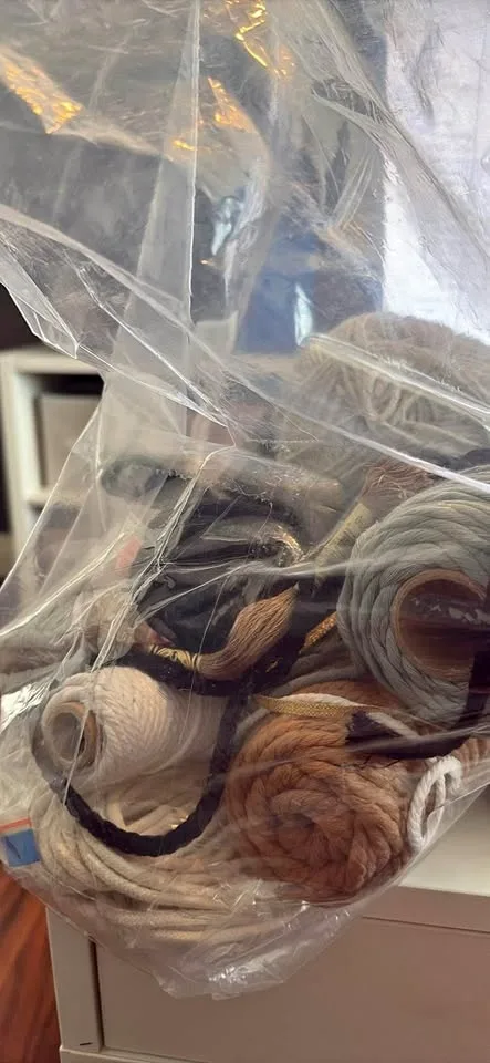 Bag of macrame supplies