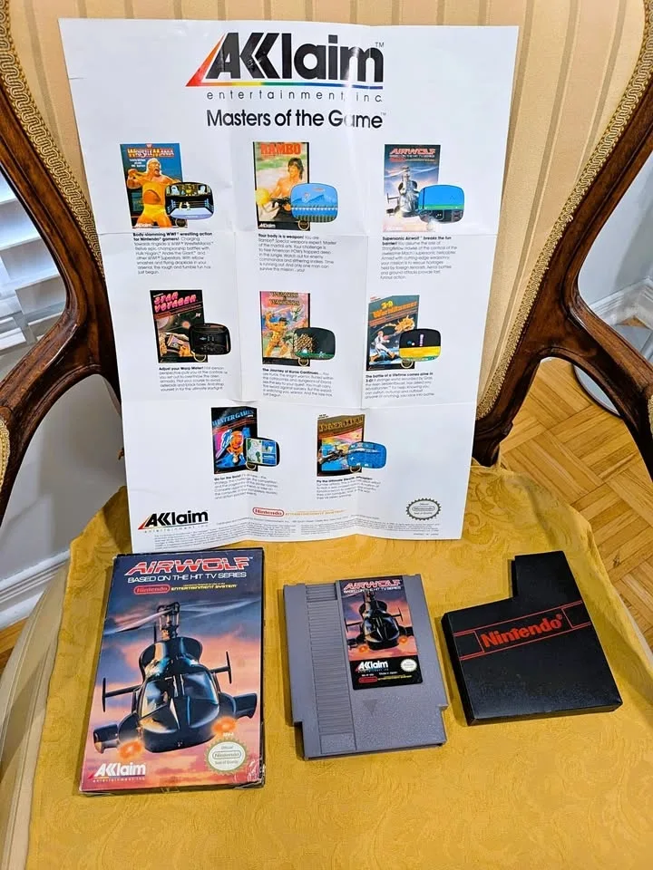 Airwolf - Authentic NES Game Cartridge, Box & Poster