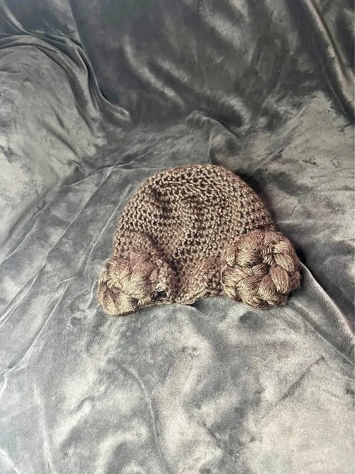 Handmade crochet Princess Leia hat
