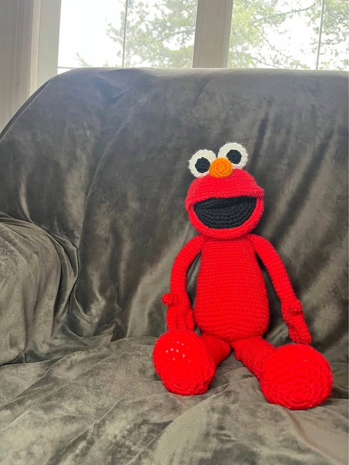 Handmade crochet Elmo toy