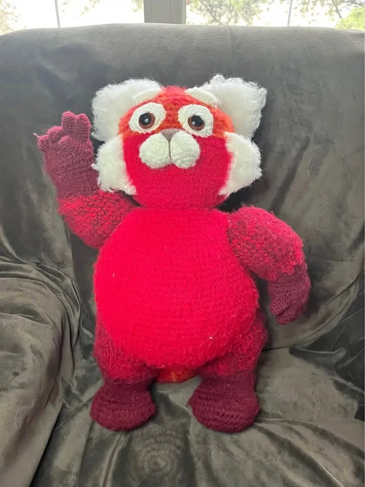Handmade crochet red panda toy