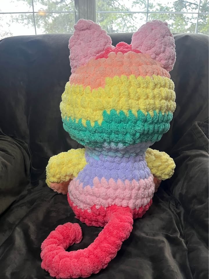 Handmade crochet big rainbow cat ￼toy - photo 3