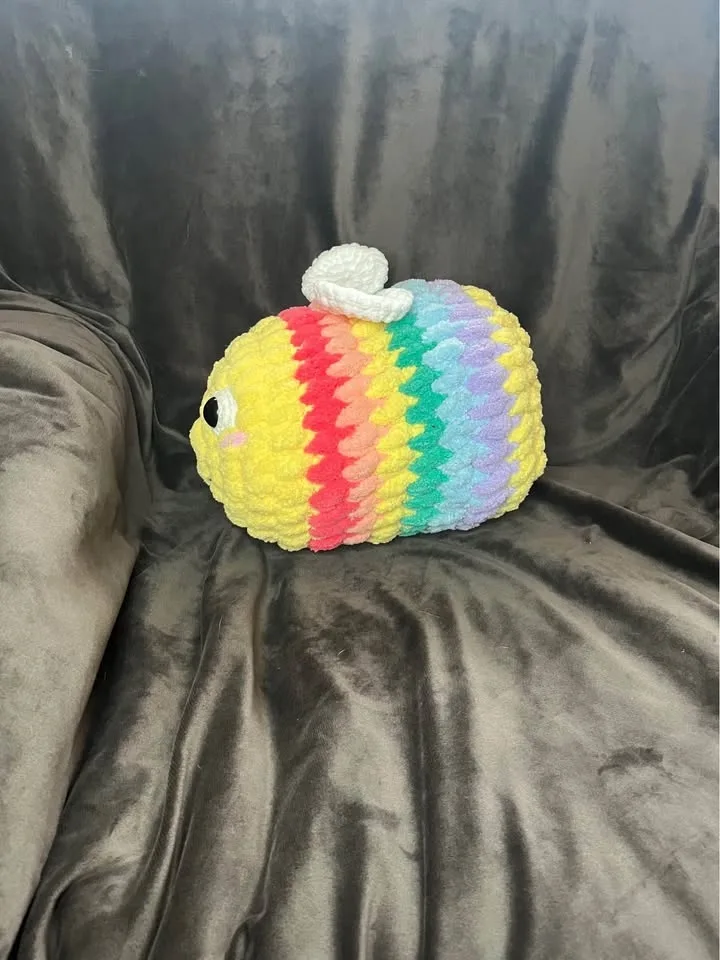 Handmade crochet large pride 	bee toy image indicator(2)