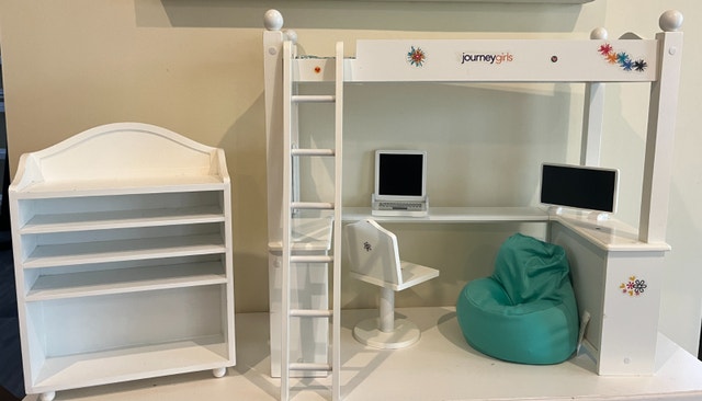18" Doll loft bed & shelving (Journey Girl)