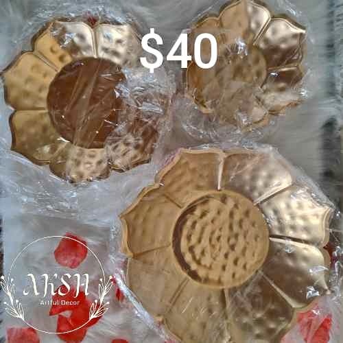 Flower Shaped Metal Decorative Urli Bowl set of 3