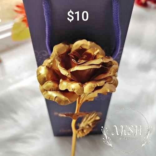 Gold Plated Artificial Rose Flower with box