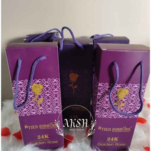Gold Plated Artificial Rose Flower with box - photo 2