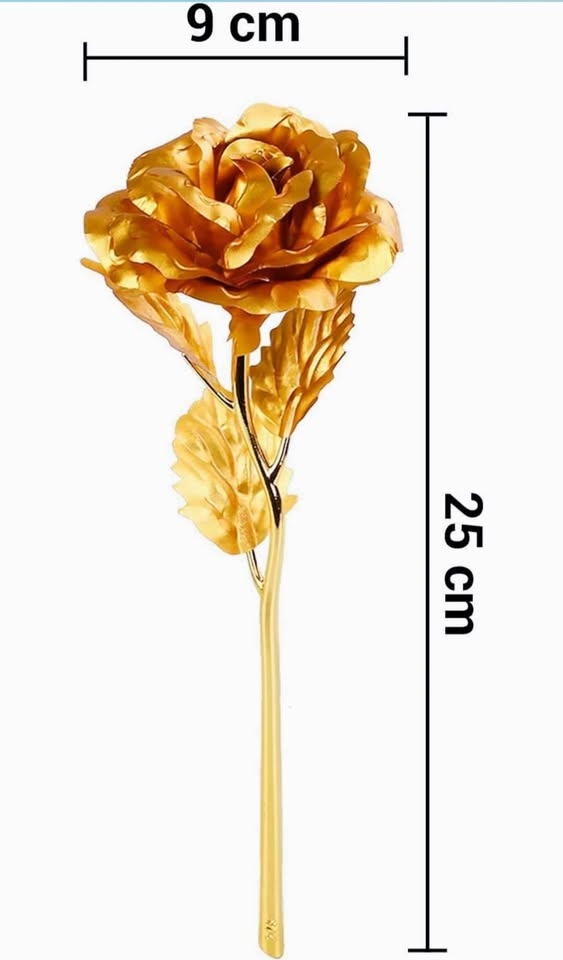 Gold Plated Artificial Rose Flower with box - photo 3