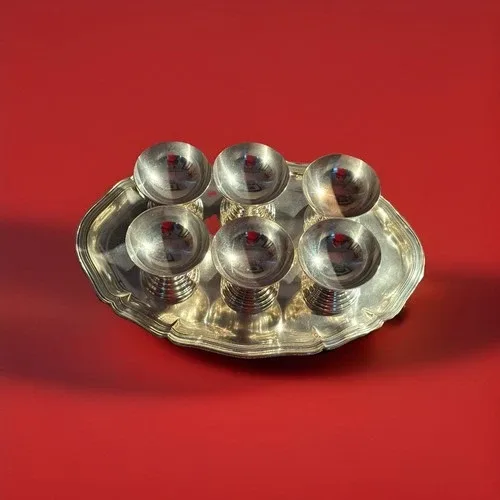 RARE VINTAGE SIGG switzerland Cups Silver plated & TRAY