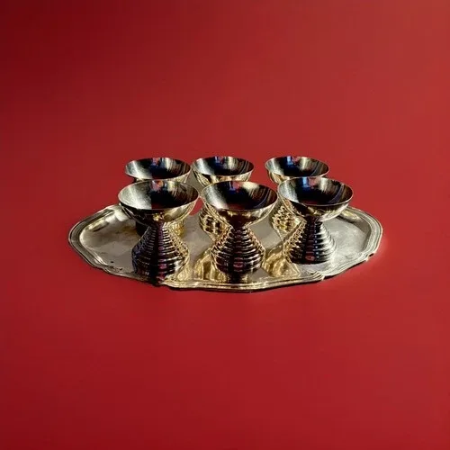 RARE VINTAGE SIGG switzerland Cups Silver plated & TRAY image indicator(2)