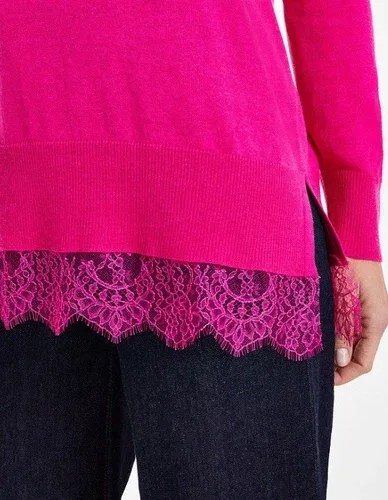 inc international concepts Pink Lace Trim Tunic Sweater